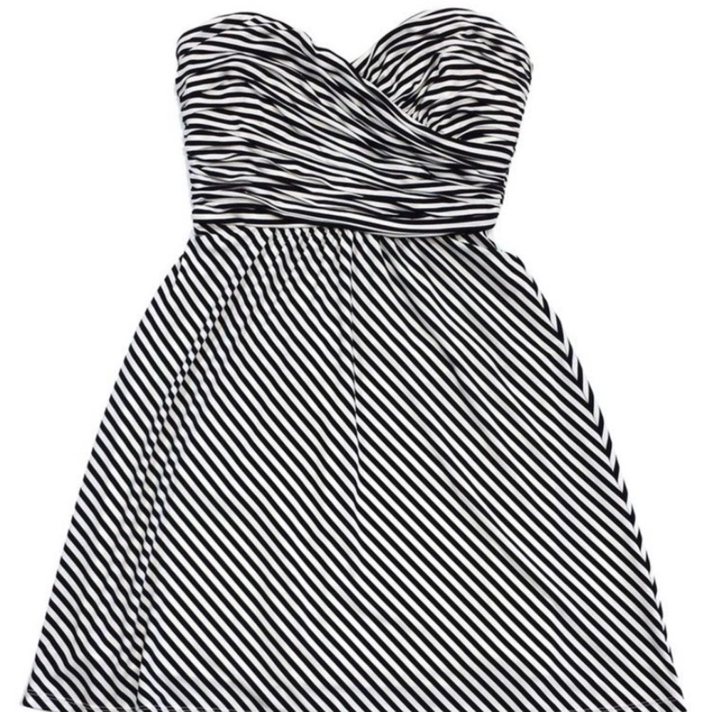 Bcbg striped strapless dress